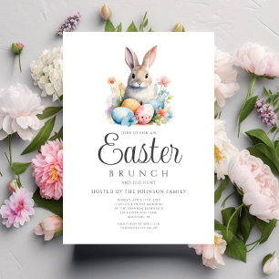 Moeie Konijn Eiersoeken en Pasen Brunch Kaart