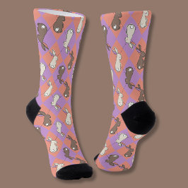 Moeie Konijn Roze en Paarse Pastel Argyle Sokken