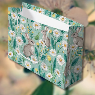 Moeie Konijnen Tussen Witte Madeliefjes Groot Cadeauzakje