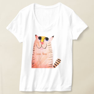 Moeie met de hand getekende oranje tabby kat peute t-shirt