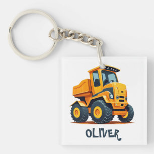 Moeie moderne bouwtruck gepersonaliseerd sleutelhanger