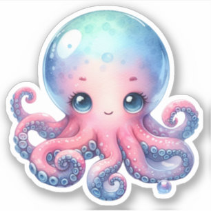 Moeie Octopus op maat gesneden vinylstickers Sticker
