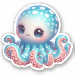 Moeie Octopus op maat gesneden vinylstickers Sticker