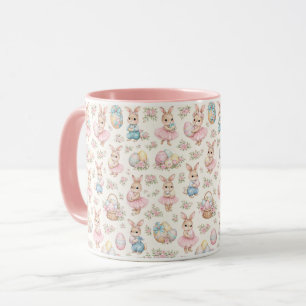 Moeie Paashaas Bloemenpatroon - Pastel Lente Mok