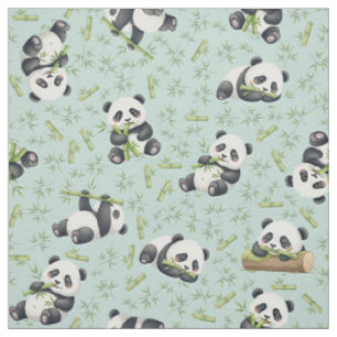 Moeie Panda en Bamboe Naadloos Patroon Stof