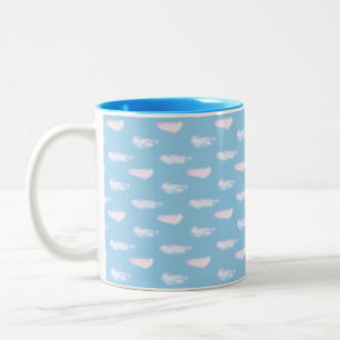 Moeie pastelwolken tweedelig koffiekopje tweekleurige koffiemok