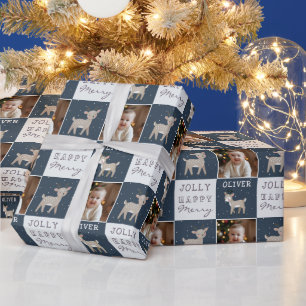 Moeie Persoonlijke Baby Foto Rendier Kerstmis Cadeaupapier