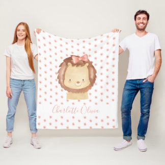Moeie Persoonlijke Waterverf Baby Leeuw Roze Bloem Fleece Deken
