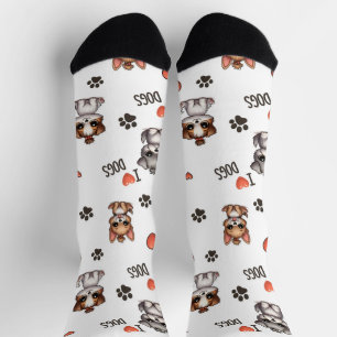 Moeie Puppy Ik Hou Van Honden Patroon Crew Sokken