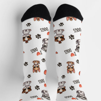 Moeie Puppy Ik Hou Van Honden Patroon Crew Sokken