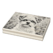 Moeie puppy in de bloemen 	rubberstempel (Stempel)