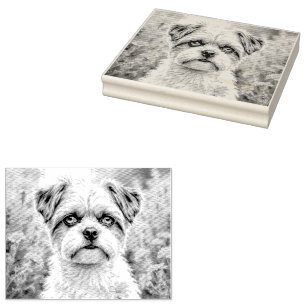 Moeie puppy in de bloemen rubberstempel