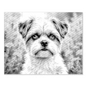 Moeie puppy in de bloemen 	rubberstempel (Afrduk)