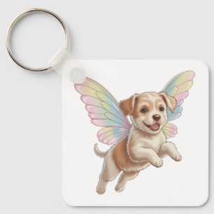 Moeie Puppy met Lichtgevende Feeënvleugels — Magis Sleutelhanger