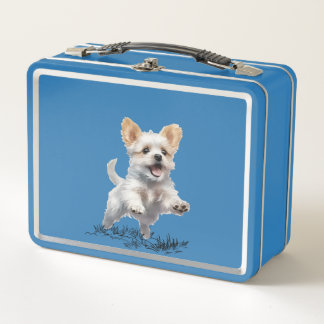 Moeie puppy voor metalen lunchbox
