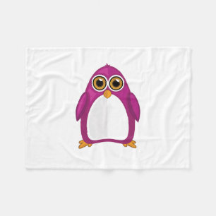 Moeie Rode Violetkleurige Pinguïn – Kawaii Cartoon Fleece Deken