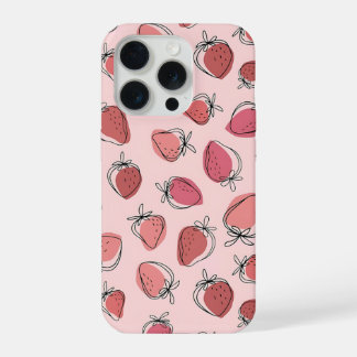 Moeie Roze Aardbeiendessin Hoesje voor Telefoon iPhone 15 Pro Hoesje