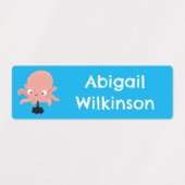 Moeie roze baby octopus cartoon gepersonaliseerd labels (Design 2)