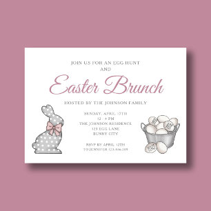 Moeie Roze Paashaas Brunch Eierspel Kaart