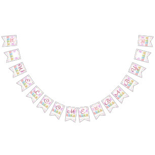 Moeie Roze Pastel Babyberen Welkom Baby Shower Vlaggetjes