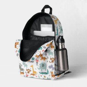 Moeie safari-jungle dieren gepersonaliseerde baby bedrukte rugzak