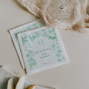 Moeie Safari Toile de Jouy Mint Baby Borrel Servet