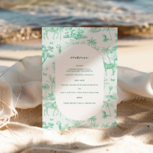 Moeie Safari Toile de Jouy Mint Baby Shower Poster