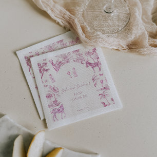 Moeie Safari Toile de Jouy Roze Baby Shower Servet