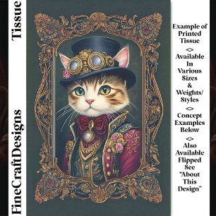 Moeie Steampunk Kat, Hoge Hoed, Lijst DG4L Decoupa Tissuepapier