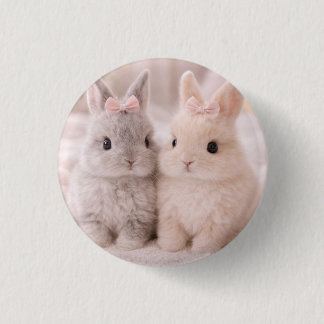 Moeie Tweeling Konijnen Grafische Knop Ronde Button 3,2 Cm