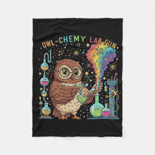 Moeie Uil-chemie Lab Pret   Nerdy Wetenschapper Sc Fleece Deken