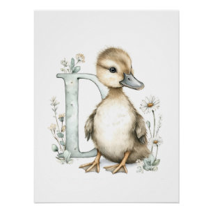Moeie watercolor baby dieren met alfabet letters perfect poster
