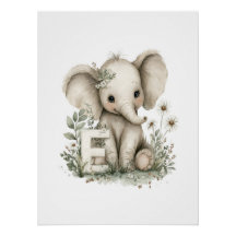 Moeie watercolor baby dieren met letters van het a