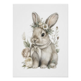 Moeie watercolor babydieren met bloemen perfect poster