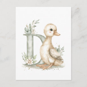 Moeie Waterverf Baby Dieren Alfabet Eendje Briefkaart