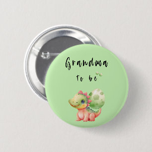 Moeie waterverf baby dinosaurus oma-wordt-knop ronde button 5,7 cm