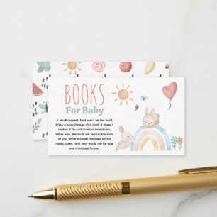Moeie waterverf konijn baby shower boeken voor bab informatiekaartje