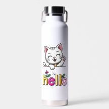 Moeie Winkende Kat Hallo Kleurrijke Retro Fles Wat