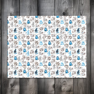Moeilijk kattebakpatroon Klassiek blauw Legpuzzel