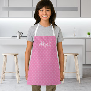 Moeilijk leuk persoonlijk roze polka stippenpatroo schort
