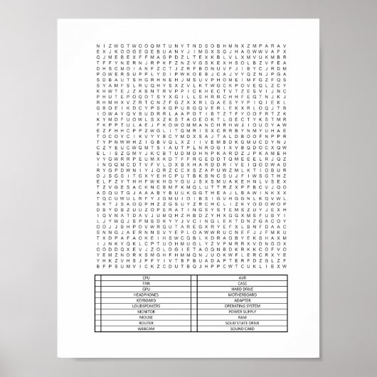Moeilijk onderwerp voor uitgebreide Word Search Pu Poster (Voorkant)