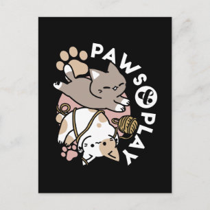 Moeilijk Ontwerp van Speelse Katten – Leuke Pootje Briefkaart