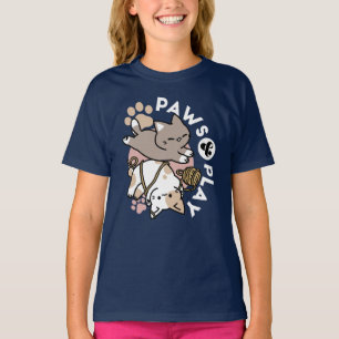 Moeilijk Ontwerp van Speelse Katten – Leuke Pootje T-shirt