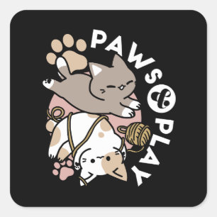 Moeilijk Ontwerp van Speelse Katten – Leuke Pootje Vierkante Sticker