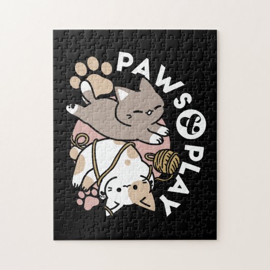 Moeilijk Speelse Katten Ontwerp – Leuke Pootjes en Legpuzzel (Verticaal)