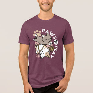 Moeilijk Speelse Katten Ontwerp – Leuke Pootjes en Tri-Blend Shirt