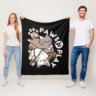 Moeilijk speelse katten ontwerp – Leuke poten en s Fleece Deken