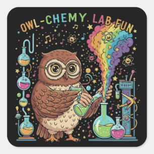 Moeilijk te vertalen aangezien "Cute Owl-chemy Lab Vierkante Sticker