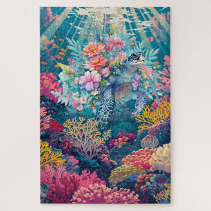 Moeilijk Zee Schildpad Waterverf Koraalrif Oceaan Legpuzzel