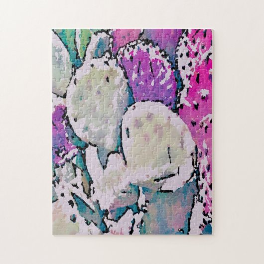 Moeilijke Abstracte roze en groene cactus Puzzle Legpuzzel (Verticaal)